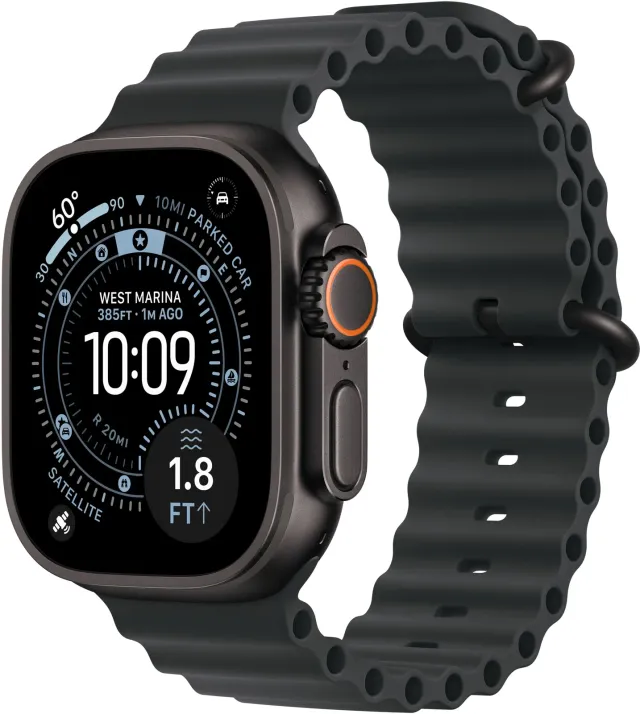 Apple Watch Ultra 3 49 mm GPS + Cellular — titanio negro, Ocean Band