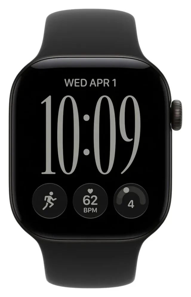 Apple Watch Series 12 42 mm — Black, correa S/M, vista 2