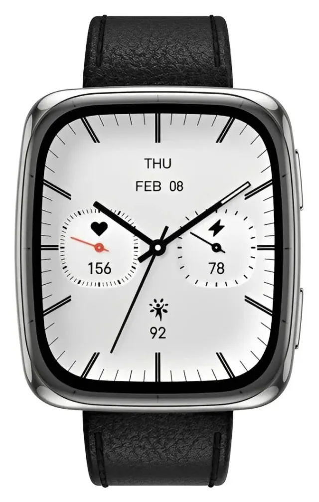 Amazfit Active 2 Square — Black, correa de cuero, vista 2
