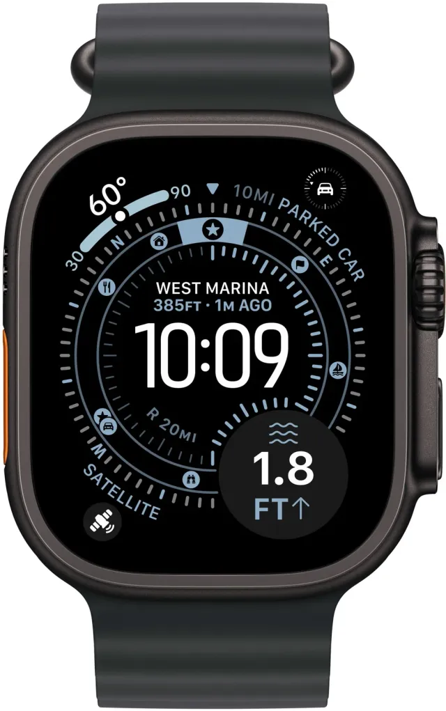 Apple Watch Ultra 3 49 mm GPS + Cellular — titanio negro, Ocean Band, vista 2
