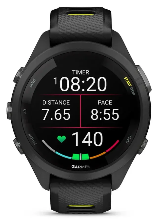 Garmin Forerunner 265S — Black/Amp Yellow, vista 2