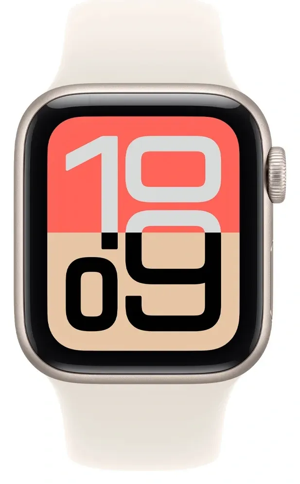 Apple Watch SE 3 44 mm — Starlight, correa M/L, vista 2