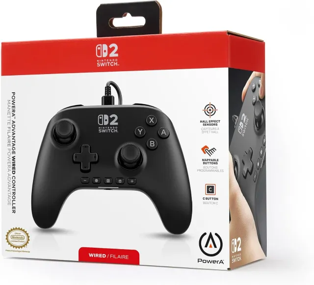 Control con cable PowerA Advantage para Switch 2 — Negro