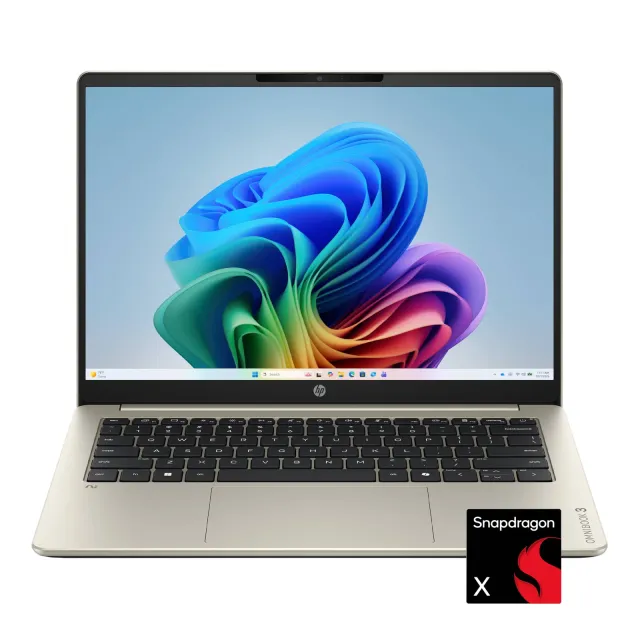 HP OmniBook 3 14" — Snapdragon X, 16 GB, 512 GB, Warm Gold