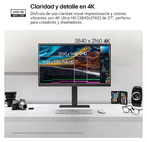 LG UltraFine 27U730A-B 27" 4K, vista 2