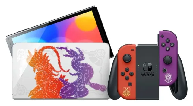 Nintendo Switch OLED 64 GB edición Pokémon Escarlata y Púrpura (HEG-S-KEAAA), vista 2