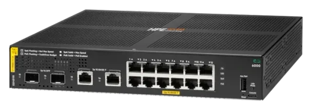 HPE Aruba CX 6000 12G PoE 2SFP, vista 2
