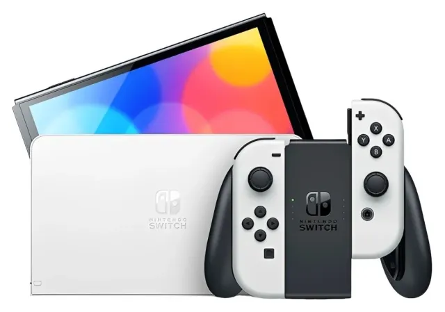 Nintendo Switch OLED 64 GB blanca — Super Mario Bros. Wonder, vista 3
