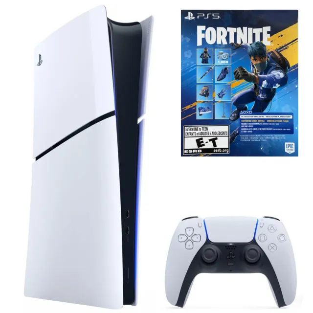 PlayStation 5 Slim 825 GB Digital — pack Fortnite (CFI-2115B), vista 3