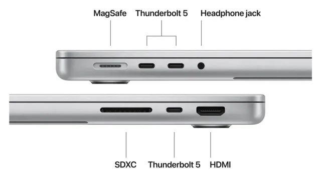 Apple MacBook Pro 14" M5 Max — 36 GB, 2 TB, Silver, vista 3