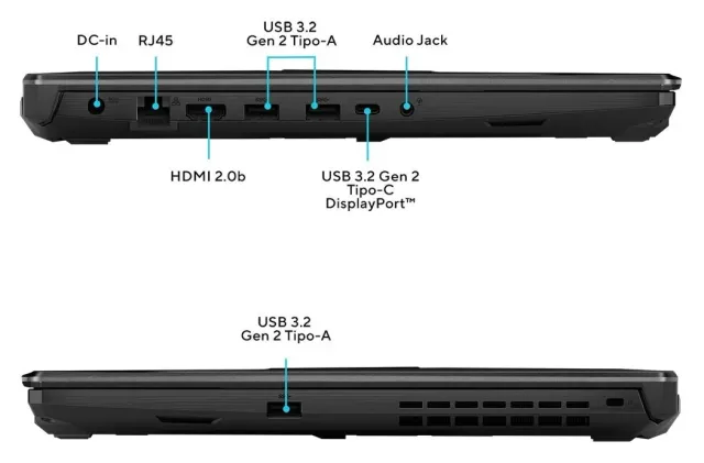 ASUS TUF Gaming A15 — RTX 3050, teclado en español, vista 4