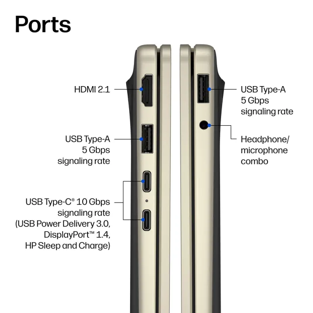 HP OmniBook 3 14" — Snapdragon X, 16 GB, 512 GB, Warm Gold, vista 4