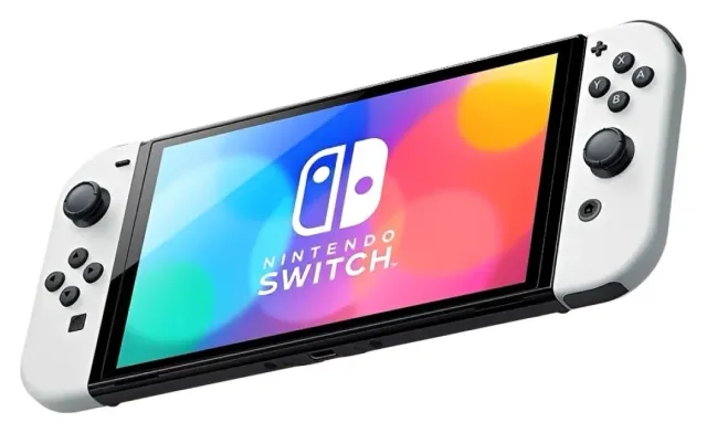 Nintendo Switch OLED 64 GB blanca — Super Mario Bros. Wonder, vista 4