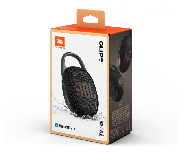 JBL Clip 5 Black, vista 5
