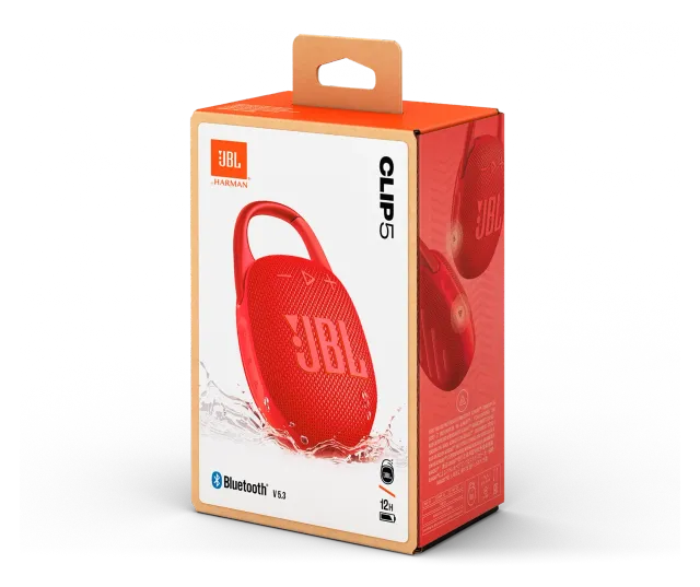 JBL Clip 5 Red, vista 5