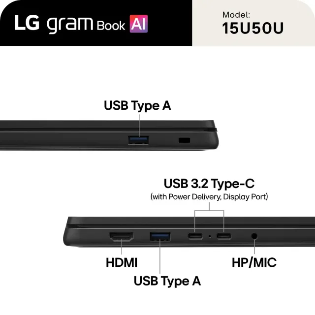 LG gram Book 15" — Core Ultra 5, 8 GB, táctil, vista 6