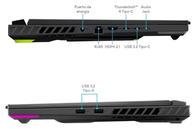 ASUS ROG Strix G16 — RTX 5070 a 100 W, 165 Hz, vista 7