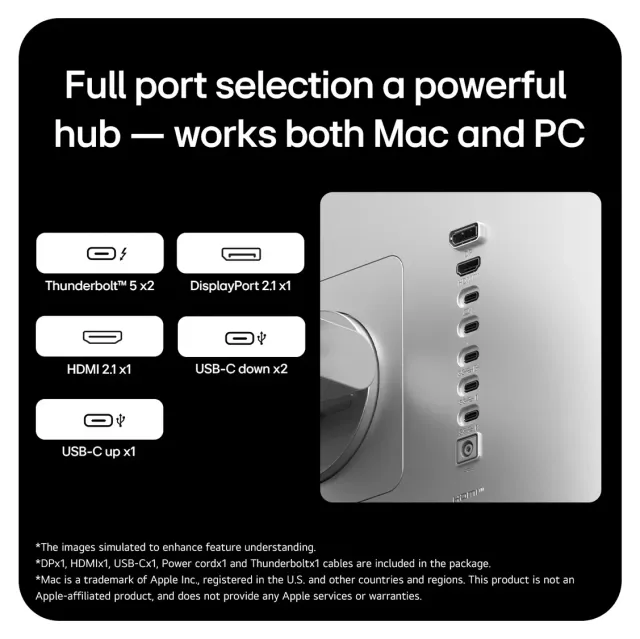 LG UltraFine evo 32U990A-S 32" 6K Thunderbolt 5, vista 9